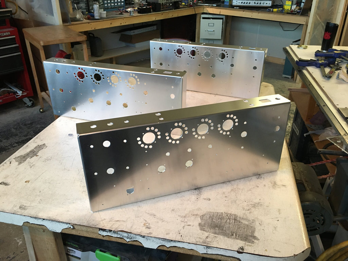 chassis metal work metal fab Dean Costello Audio workspace