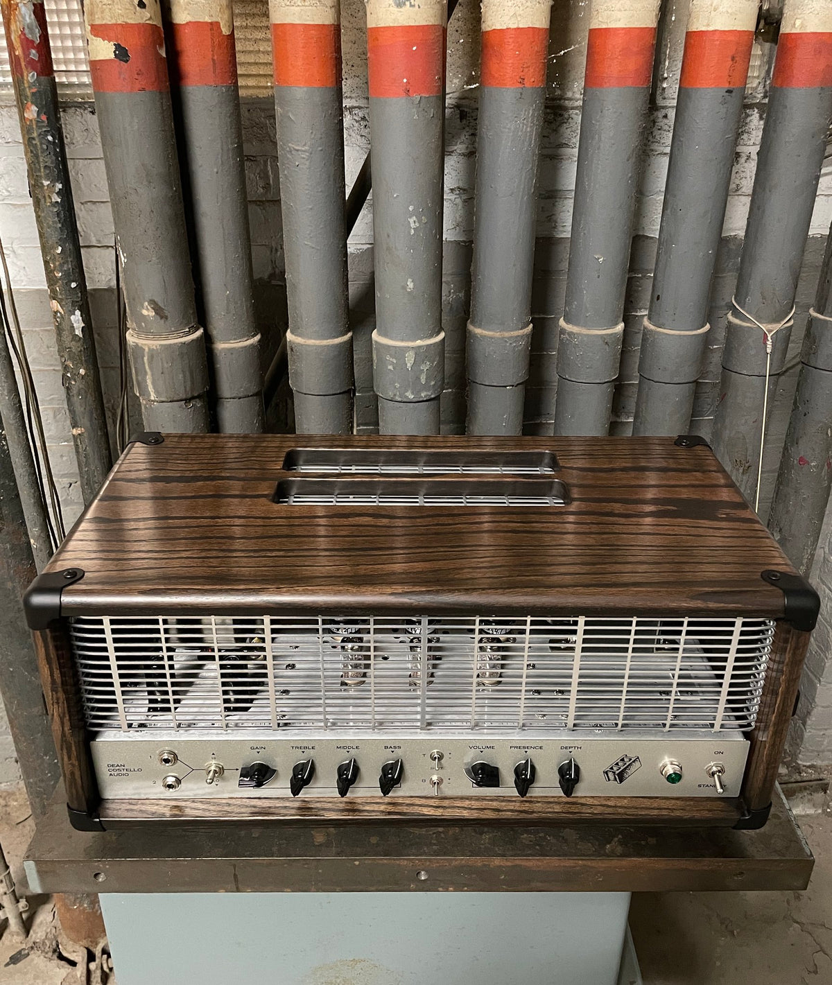 DCA HMW Heavy metal warfare Dean Costello Audio industrial factory handmade tube amp audio high gain pedal platform best amp ever made 6ca7 12ax7 big iron 200W loud amp