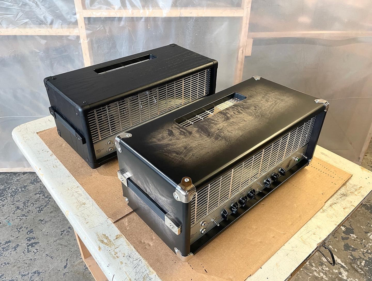 DCA HMW Dean Costello Audio tube amp high gain pedal platform blackburst custom paint job made in use workspace woodshop beautiful