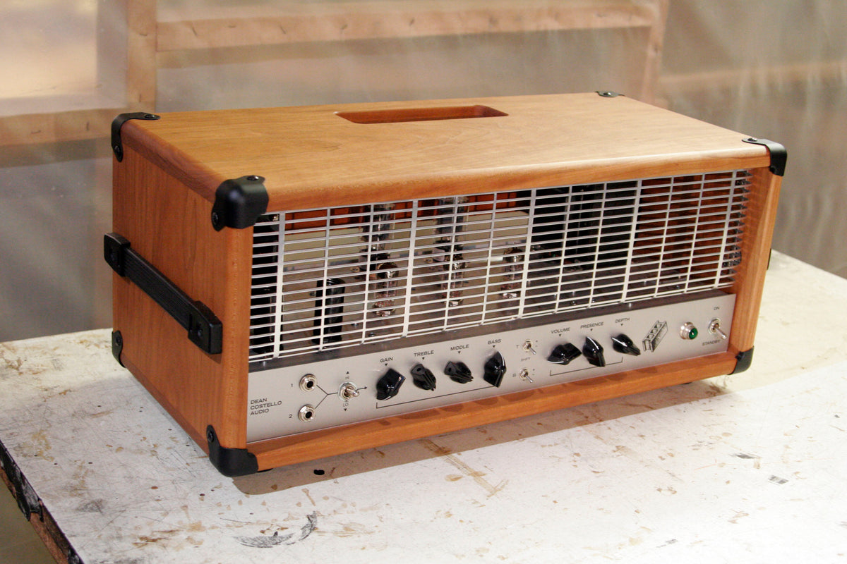 DCA HMW Heavy metal warfare amplifier handmade in Chicago cherry headcase Dean Costello Audio 6ca7 power tube 12ax7 preamp tubes