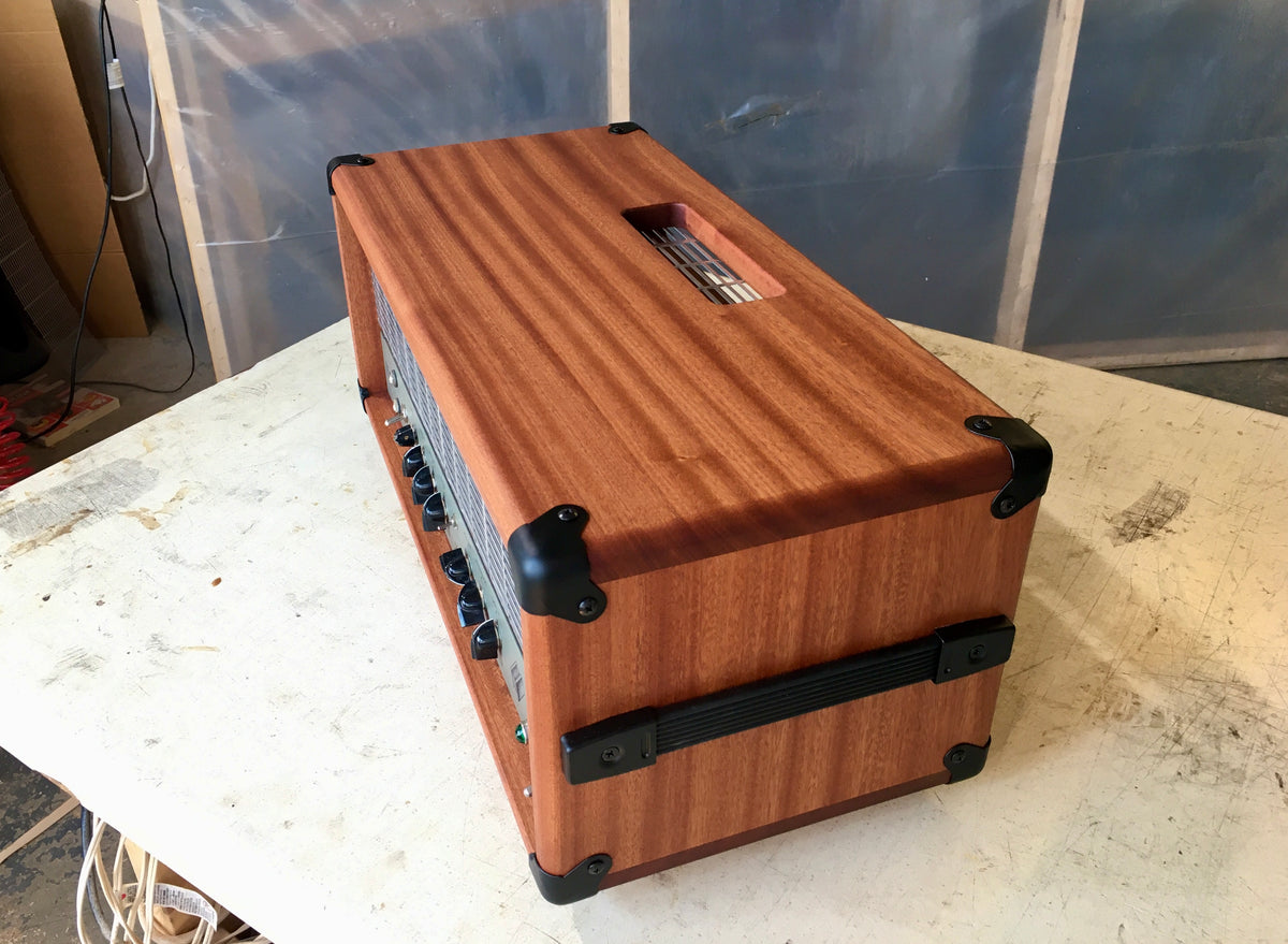 DCA HMW sapele headcases tube amp Dean Costello Audio beautiful ribbon pattern to this wood